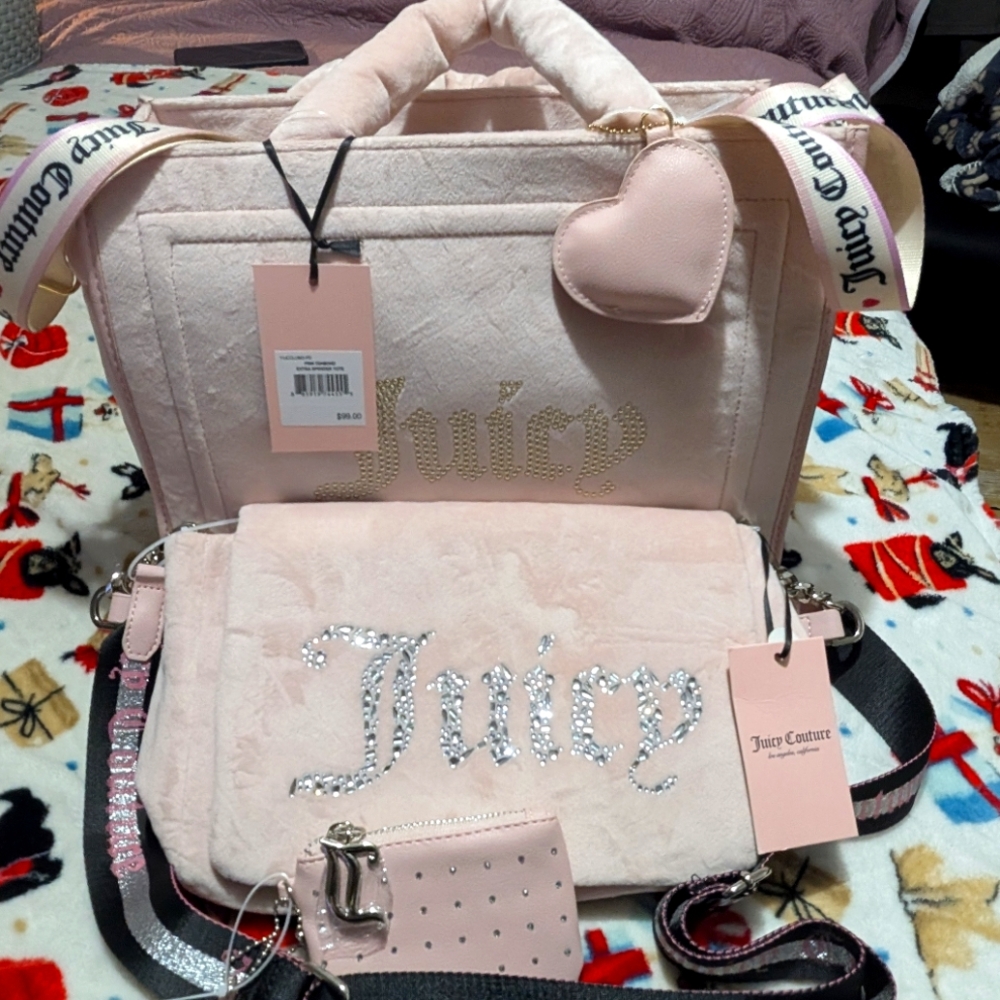 NWT! Juicy Couture Blush Pink Toe Bag & Cross Body Bag
